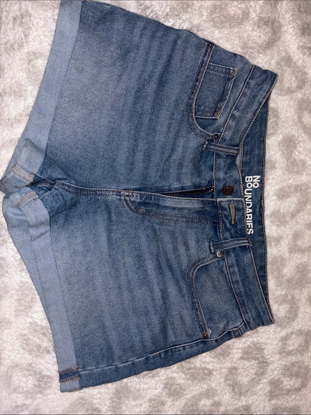 No Boundaries Blue Denim Rolled-Hem Shorts